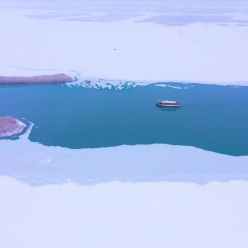 一场大雪之后，大自然在宁夏沙湖描画出独特风景