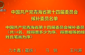 中国共产党青海省第十四届委员会候补委员名单