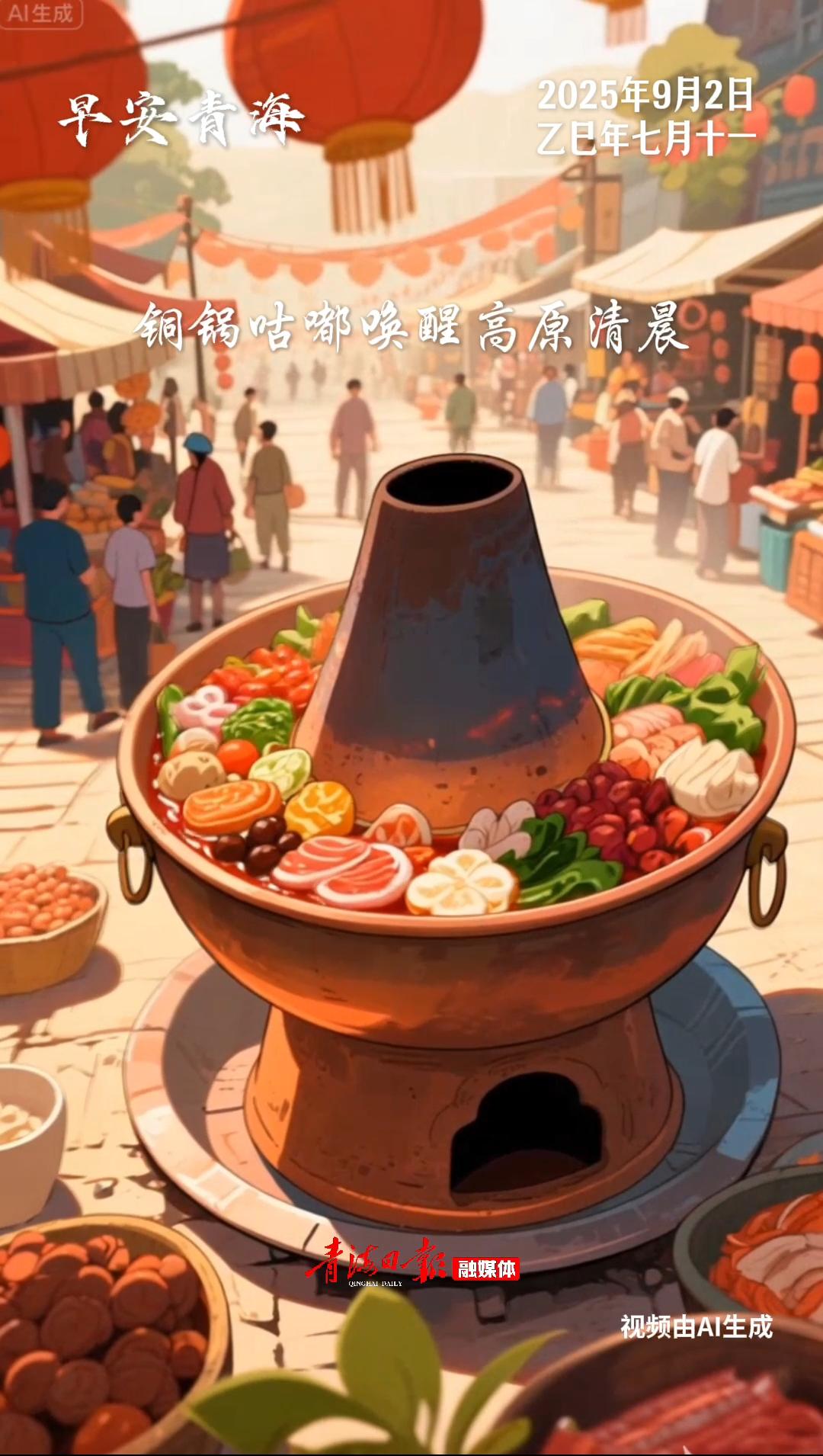 #早安青海 | 9月2日，星期二。铜锅咕嘟唤醒高原清晨，牦牛肉与野菌在沸腾的仙气里拥抱。早安，舌尖跳起暖洋洋的锅庄舞！