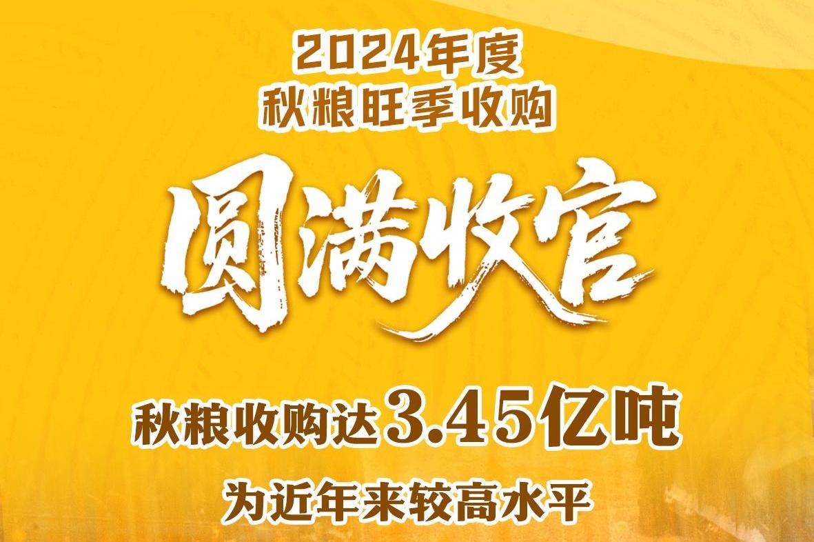 新华社权威快报|2024年度全国秋粮收购达3.45亿吨
