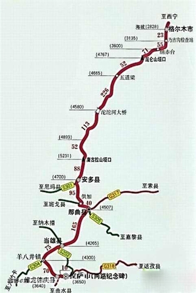 青藏高原公路地图图片